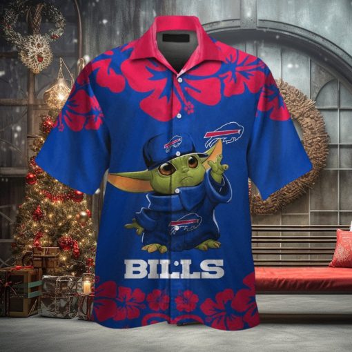 Buffalo Bills Baby Yoda Short Sleeve Button Up Tropical Hawaiian Shirt