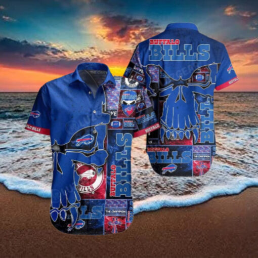 Buffalo Bills Blue Skull Hawaiian Shirt