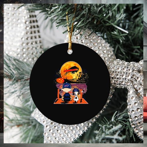 Buffalo Bills Charlie Brown And Snoopy Watching Halloween Ornament Christmas