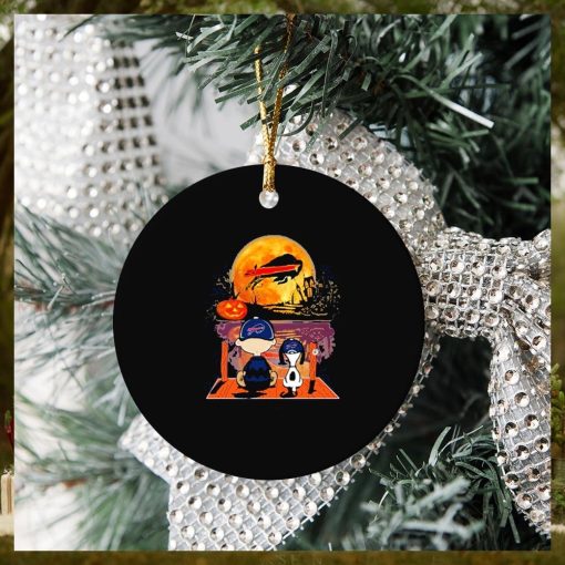 Buffalo Bills Charlie Brown And Snoopy Watching Halloween Ornament Christmas