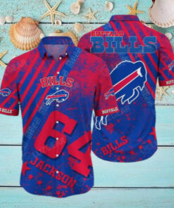 Buffalo Bills Diagonal Color Block Hawaiian Shirt with a sleek color-block design featuring team colors and logo, perfect for Bills fans who want a bold, tropical look with a modern twist.