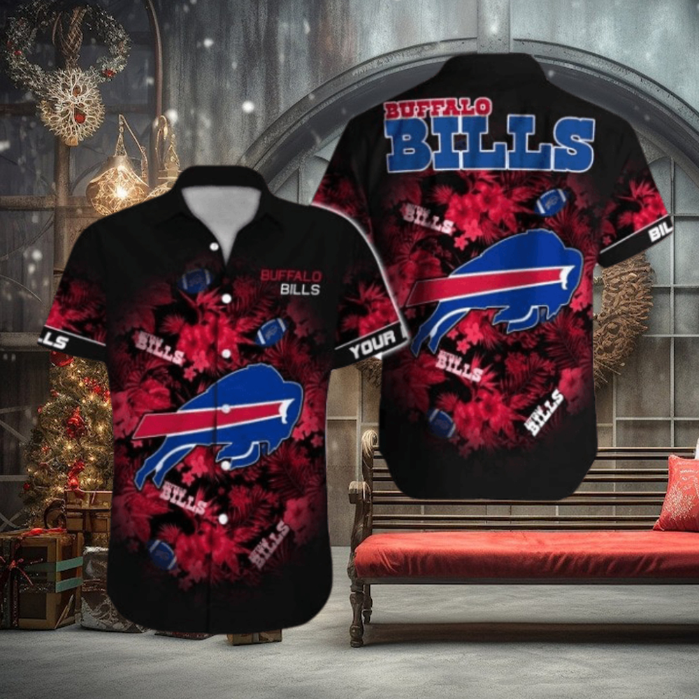 Buffalo Bills Custom Name red flower aloha Hawaiian Shirt Special Gift For Real Fans Buffalo Bills Custom Name red flower aloha Hawaiian Shirt Special Gift For Real Fans