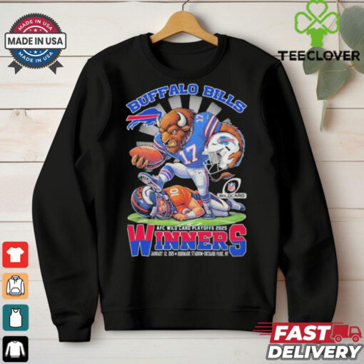 Buffalo Bills Denver Broncos Winners AFC Wild Card Playoffs 2025 NFL Mascot T shirts
