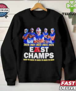 Buffalo Bills East Champs Back to Back 2020 2024 Shirt featuring a bold design celebrating the Buffalo Bills' consecutive AFC East championships in 2020 and 2024.