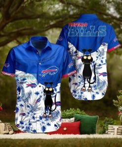 Buffalo Bills Floral Black Cat Hawaiian Shirt