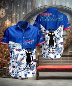 Buffalo Bills Floral Black Cat Hawaiian Shirt