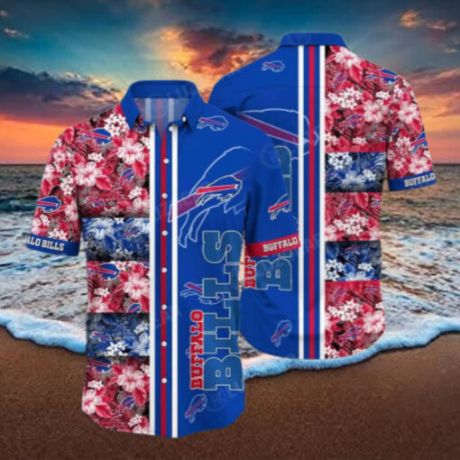 Buffalo Bills Floral Stripe Hawaiian Shirt
