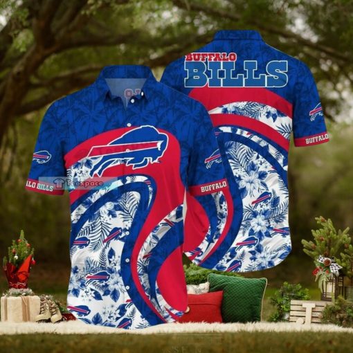 Buffalo Bills Floral Wavy Lines Hawaiian Shirt