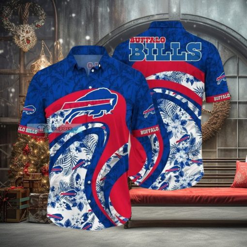 Buffalo Bills Floral Wavy Lines Hawaiian Shirt