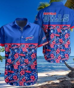 Buffalo Bills Hawaiian Shirt, Blue Red Flowers, Unique Hawaiian Shirt