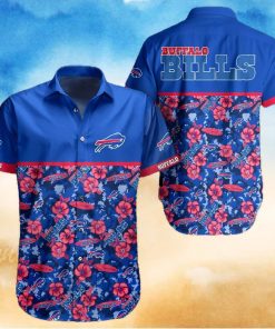 Buffalo Bills Hawaiian Shirt, Blue Red Flowers, Unique Hawaiian Shirt