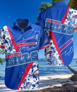 Buffalo Bills Hawaiian Shirt, Blue Tropical Flowers, Unique Hawaiian Shirt