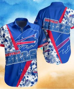 Buffalo Bills Hawaiian Shirt, Blue Tropical Flowers, Unique Hawaiian Shirt