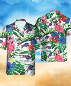 Buffalo Bills Hawaiian Shirt Flamingos Tropical Leaves Summer Gift For Friend NFL Hawaiian Shirt