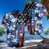 Buffalo Bills Hawaiian Shirt, Flowers And America Flag, Button Down Hawaiian Shirt