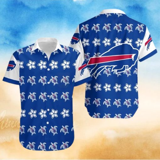 Buffalo Bills Hawaiian Shirt, Flowers And Turtles, Hawaiian Style Shirt