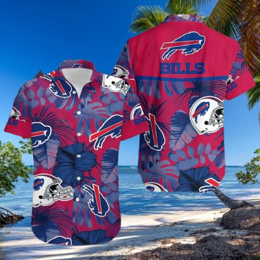 Buffalo Bills Hawaiian Shirt, Helmets And Flowers, Hawaiian Style Shirt