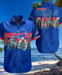 Buffalo Bills Hawaiian Shirt, Leaves Graphic, Hawaiian Style Shirt