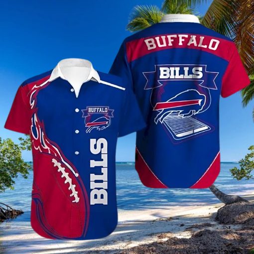 Buffalo Bills Hawaiian Shirt, Red Blue Fire Rugby, Unique Hawaiian Shirt