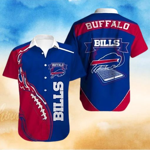 Buffalo Bills Hawaiian Shirt, Red Blue Fire Rugby, Unique Hawaiian Shirt