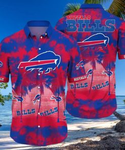 Buffalo Bills Hawaiian Shirt, Red Coconut Trees, Button Down Hawaiian Shirt