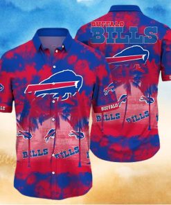 Buffalo Bills Hawaiian Shirt, Red Coconut Trees, Button Down Hawaiian Shirt