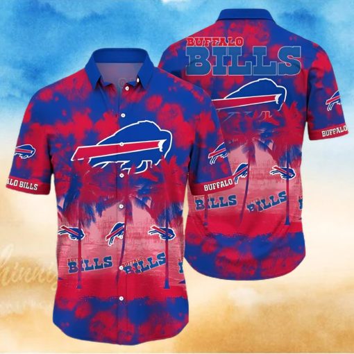 Buffalo Bills Hawaiian Shirt, Red Coconut Trees, Button Down Hawaiian Shirt