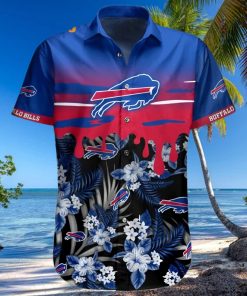 Buffalo Bills Hawaiian Shirt, Tropical Flowers, Button Down Hawaiian Shirt