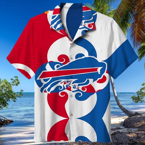 Buffalo Bills Hawaiian Shirt, Waves Of Japanese, Button Down Hawaiian Shirt