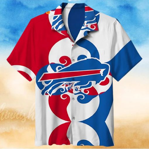 Buffalo Bills Hawaiian Shirt, Waves Of Japanese, Button Down Hawaiian Shirt