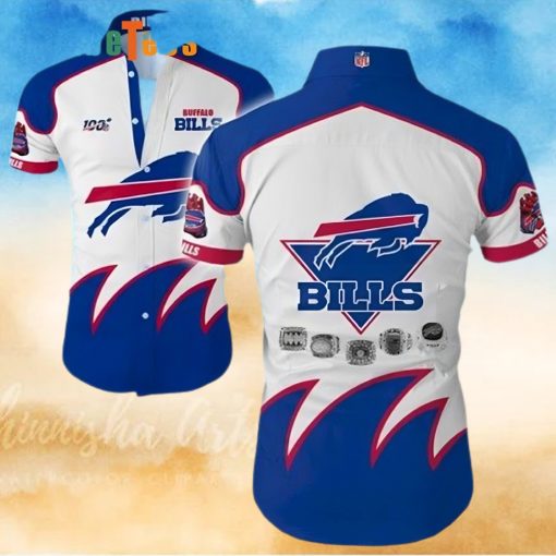 Buffalo Bills Hawaiian Shirt, White Blue Bills Logo, Unique Hawaiian Shirt