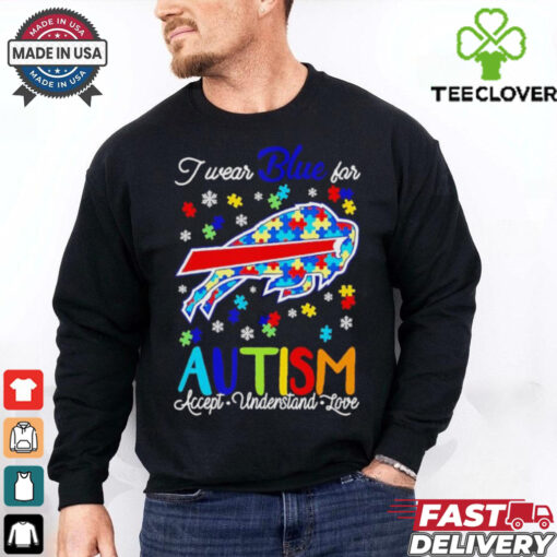 Buffalo Bills I wear blue for Autism accept understand love shirt