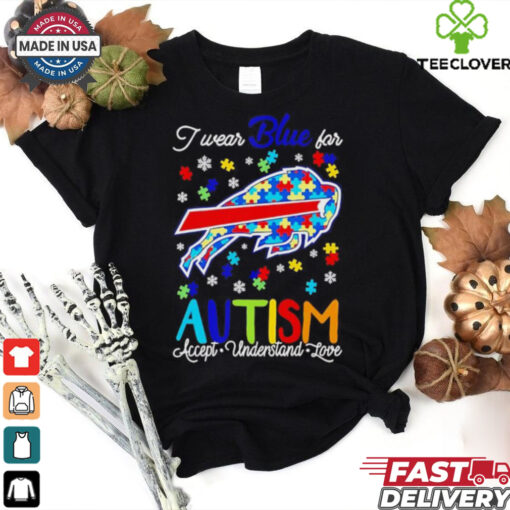 Buffalo Bills I wear blue for Autism accept understand love shirt