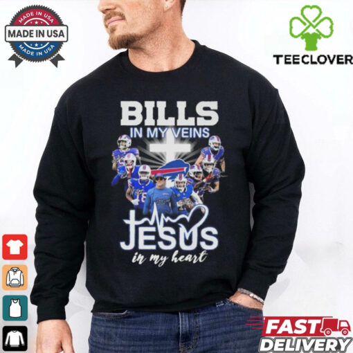 Buffalo Bills In My Veins Jesus In My Heart Players Signatures 2024 Shirt