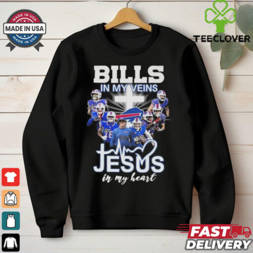 Buffalo Bills In My Veins Jesus In My Heart Players Signatures 2024 Shirt