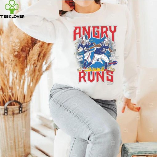 Buffalo Bills James Cook and Dion Dawkins Homage Charcoal Angry Runs Graphic Tri Blend T Shirt