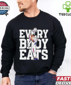 Buffalo Bills James Cook Everybody Eats Shirt with a fun and energetic design celebrating James Cook’s impact on the field, perfect for Bills fans who are all about team spirit and inclusivity.