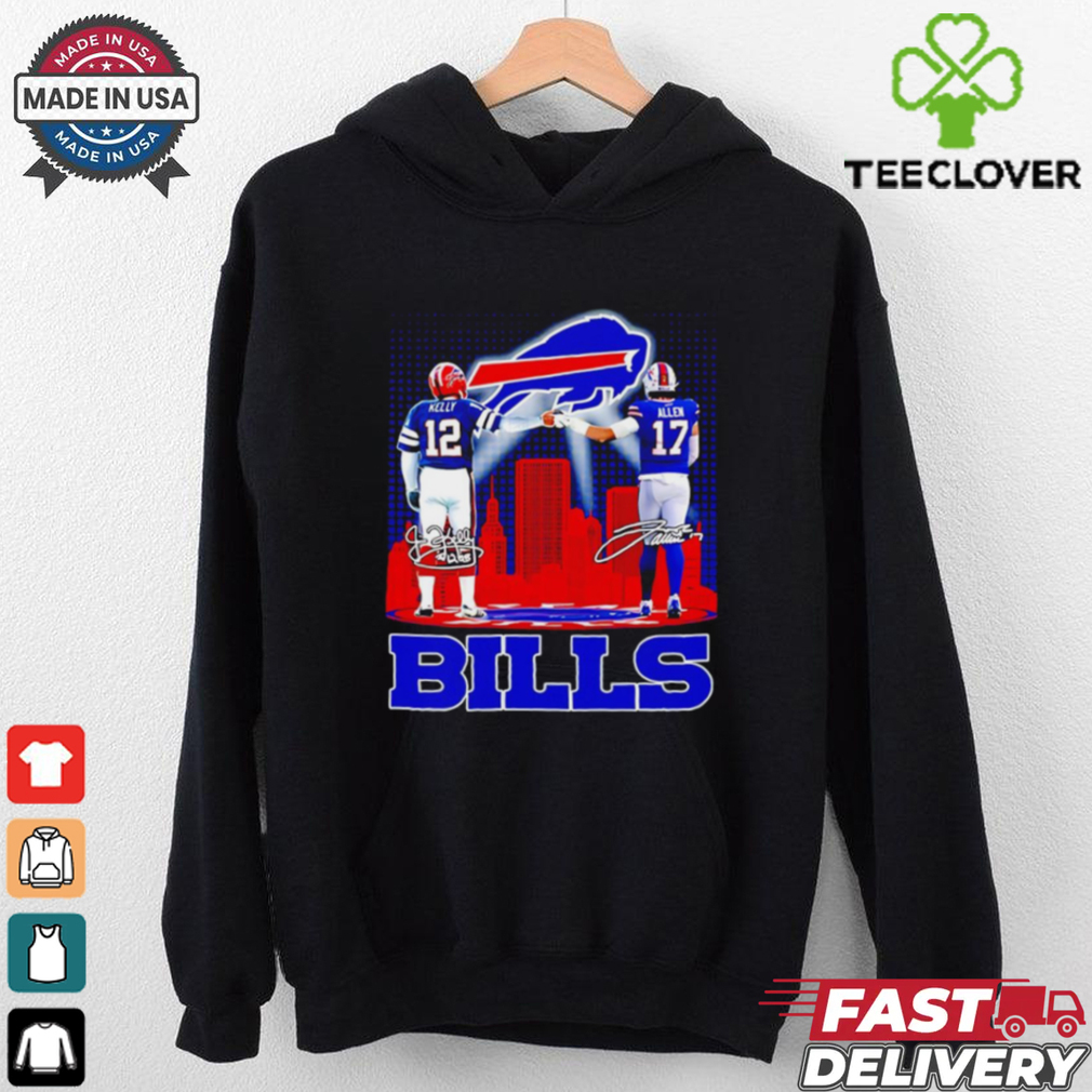 Buffalo Bills Jim Kelly x Josh Allen signature city skyline shirt Buffalo Bills Jim Kelly x Josh Allen signature city skyline shirt
