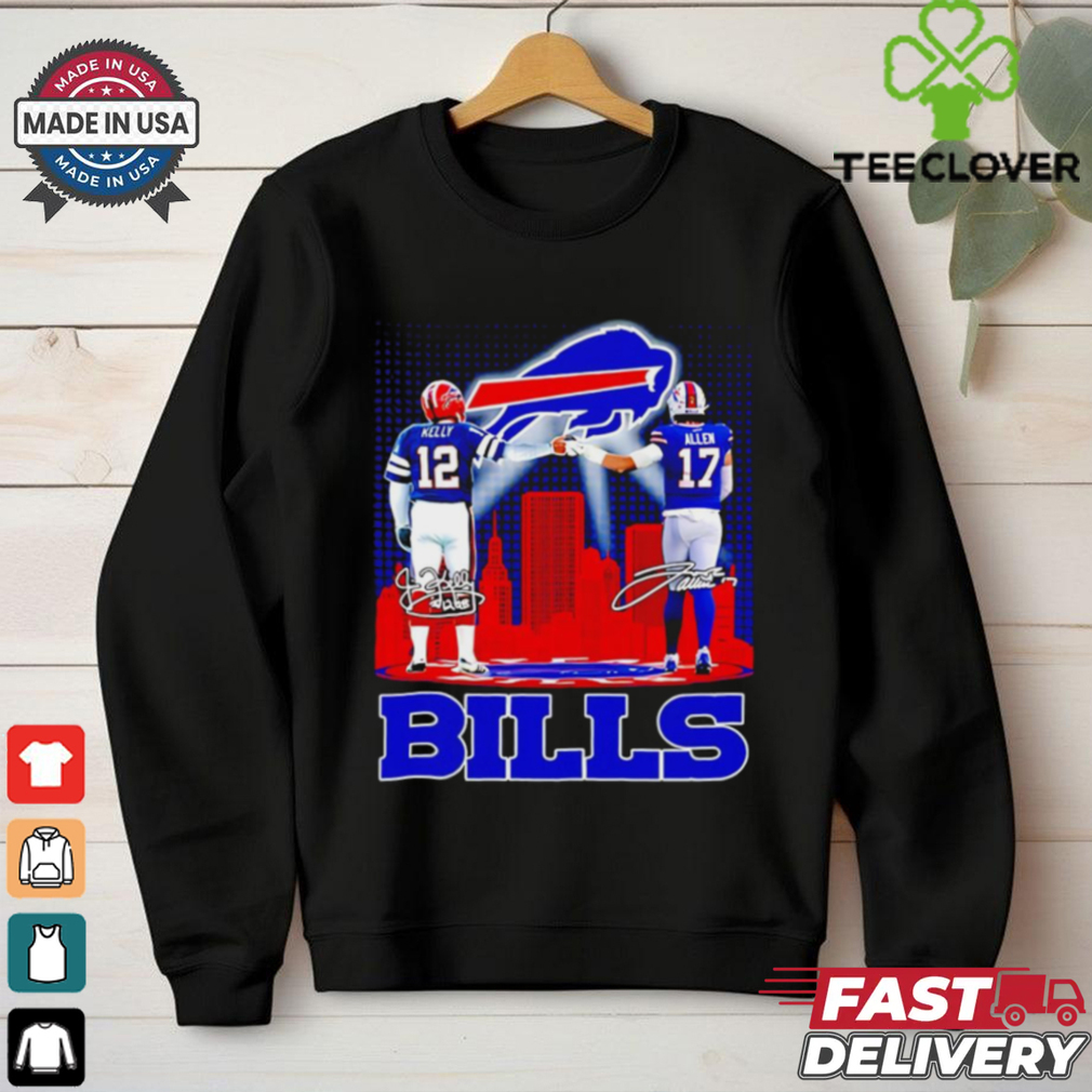 Buffalo Bills Jim Kelly x Josh Allen signature city skyline shirt Buffalo Bills Jim Kelly x Josh Allen signature city skyline shirt