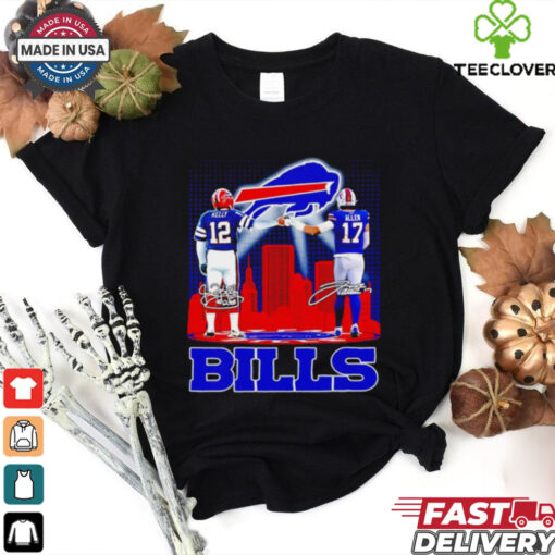 Buffalo Bills Jim Kelly x Josh Allen signature city skyline shirt
