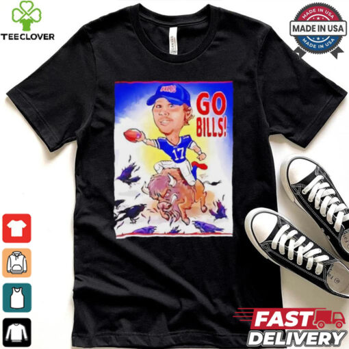 Buffalo Bills Josh Allen riding Buffalo go Bills beat Baltimore Ravens shirt