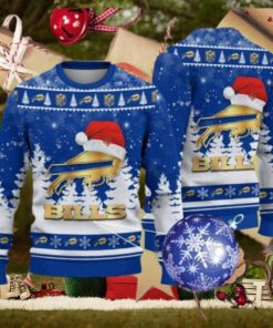 Buffalo Bills Logo Golden Fans Santa Hat Tree Ugly Christmas Sweater
