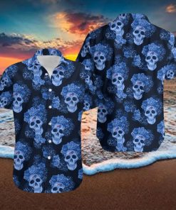 Buffalo Bills Mystery Skull And Flower Funny Hawaiian Shirt Gift For Halloween