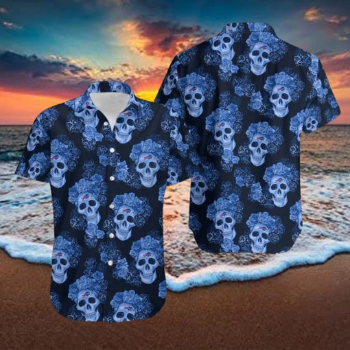 Buffalo Bills Mystery Skull And Flower Funny Hawaiian Shirt Gift For Halloween