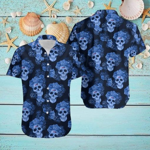 Buffalo Bills Mystery Skull And Flower Funny Hawaiian Shirt Gift For Halloween