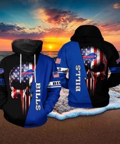 Buffalo Bills NFL US Flag Skull Team 3D Printed Hoodie