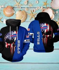 Buffalo Bills NFL US Flag Skull Team 3D Printed Hoodie