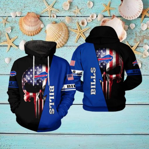 Buffalo Bills NFL US Flag Skull Team 3D Printed Hoodie