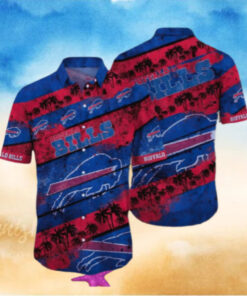 Buffalo Bills Palm Stripe Hawaiian Shirt