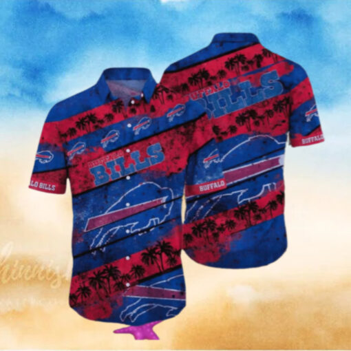 Buffalo Bills Palm Stripe Hawaiian Shirt